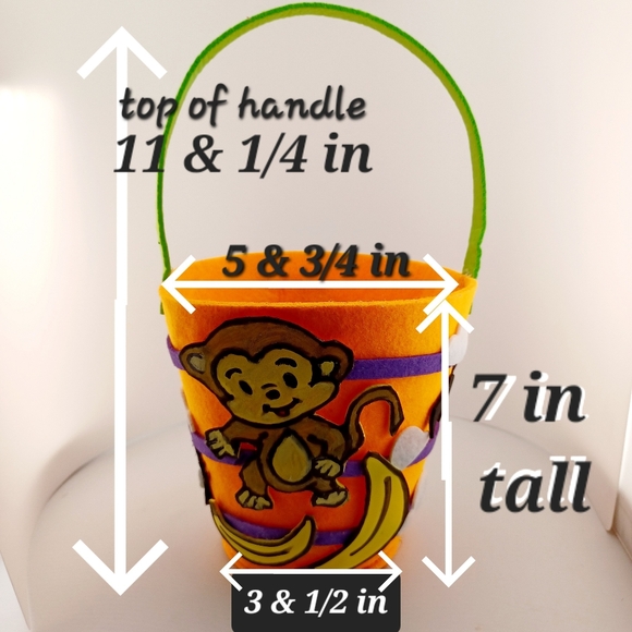 Halloween Custom Made, hand-made bucket, monkey theme 7 inch Hand Crafted - Picture 8 of 8